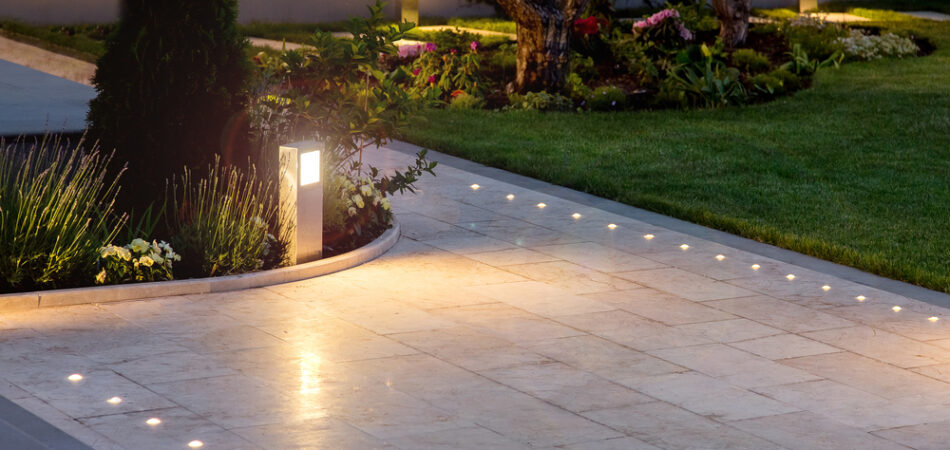 Marble,tile,playground,in,the,night,backyard,of,mansion,with